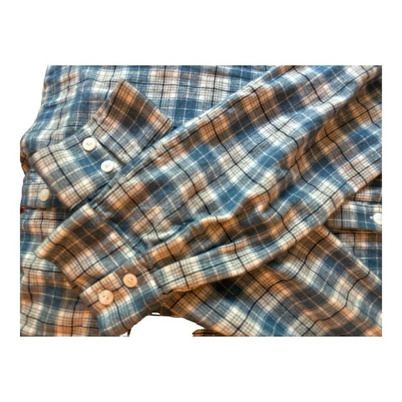 CALISTA buttondown light flannel dress, oversized, medium blue and gray plaid - Picture 9 of 10